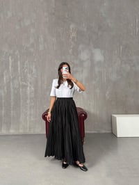 Essa Siyah Kırışık Kumaş Kraş Maxi Boy EtekGausETEKGU100297