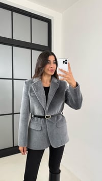 Antrasit Astarlı Kemerli Peluş Tüylü Ceket GAUS-00131GAUSJacketsGAUS-00131