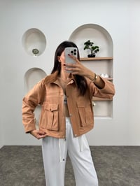 Nige Sütlü Kahve ZR Model Kadife Yakalı Gabardin Cepli CeketGausCEKETGU00903665