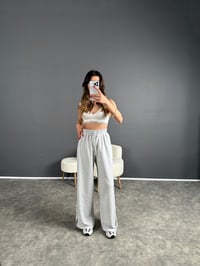 Gri Şeritli Çırtçırt Düğmeli Eşofman AltıGausPANTOLONGU004312