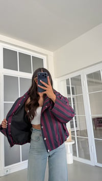 Pembe Şeritli Dik Yaka Astarlı Premium Bomber Ceket GAUS-02029 GAUS-02095GAUSJacketsGAUS-02095