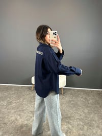 Lacivert Ön ve Arka Yazı Baskılı Gömlek GausGÖMLEKGU004439