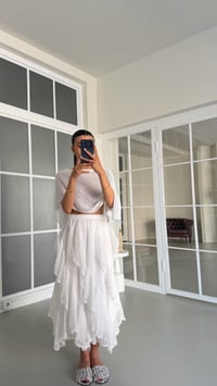 Beyaz Volanlı Astarlı Beli Lastikli Pinterest Etek GAUS-01483GAUSSkirtGAUS-01483
