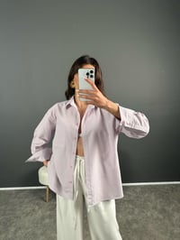 Sonho Pembe İnce Çizgili Oversize GömlekGausGÖMLEKGU007250