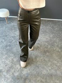 Nori Yeşil Eskitme Deri PantolonGausPANTOLONGU002469