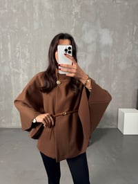 Gina Kahve ZR Model Kemerli Kaşe PançoGausPANCOGU00903888