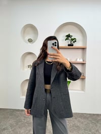 Melins Antrasit Çizgili Astarlı Sakallı Blazer CeketGausCEKETGU00903576
