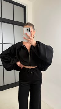 Siyah Bomber Hırka Beli Lastikli Pantolon İkili Takım GAUS-00556GAUSTAKIMGAUS-00556