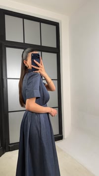 Lacivert Kemerli Tencel Denim Premium Elbise GAUS-01452GAUSELBİSEGAUS-01452