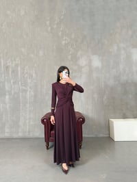 Daisy Mürdüm Önden Drape Detaylı Vatkalı Maxi ElbiseGausELBİSEGU100380