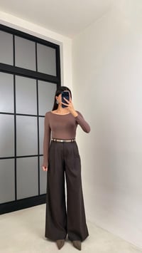 Kahve Pile Detaylı Desenli Kumaş Pantolon GAUS-00911GAUSPANTOLONGAUS-00911