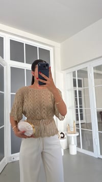Altın Simli Kuşaklı Triko Bluz GAUS-01873GAUSBlouseGAUS-01873