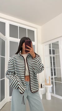 Turkuaz Şeritli Fermuarlı Polar Sweatshirt GAUS-01916 GAUS-02282GAUSSWEATSHIRTGAUS-02282