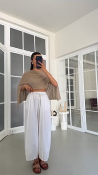 Beyaz Beli Lastikli Cepli Poplin Kumaş Pantolon GAUS-01846GAUSPANTOLONGAUS-01846