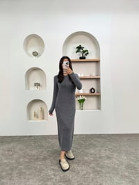 Delfi Gri Triko Bisiklet Yaka ElbiseGausELBİSEGU00903747