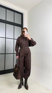 Acı Kahve Gömlek Paça Lastikli Pantolon İkili Takım GAUS-01114GAUSTAKIMGAUS-01114