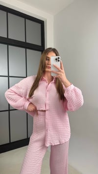 Pembe Gömlek Beli Lastikli Pantolon İkili Bürümcük Takım GAUS-01089GAUSTAKIMGAUS-01089