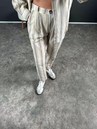 Miley Çizgili Oversize Keten İkili Takım GausTAKIMGU004545