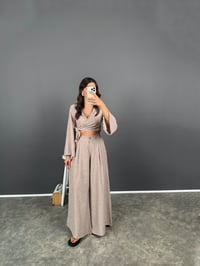Libens Sütlü Kahve Crop Bol Paça Pantolon TakımGausTAKIMGU008353