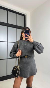 Antrasit Hırka Beli Lastikli Etek İkili Triko Takım GAUS-00899GAUSTAKIMGAUS-00899