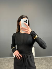 Siyah Uzun Kollu Transparan TrikoGausTRİKOGU004660