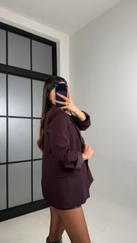 Mürdüm Astarlı Vatkalı Cep Detaylı Blazer Ceket GAUS-00850GAUSCEKETGAUS-00850