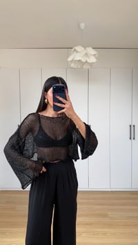Siyah Simli Parlak Crop Bluz GAUS-01595GAUSBLUZGAUS-01595