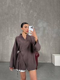 Acı Kahve Önden Bağlamalı Tensel Kimono Gaus00240GausCEKETGU1001560