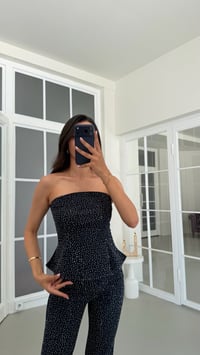 Lacivert Bluz Pantolon Taş Detaylı Premium Denim Takım GAUS-01793GAUSTAKIMGAUS-01793