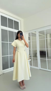 Sarı Taş Detaylı Midi Elbise GAUS-01683GAUSELBİSEGAUS-01683