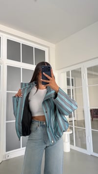 Su Yeşili Şeritli Dik Yaka Astarlı Premium Bomber Ceket GAUS-02029GAUSJacketsGAUS-02029