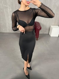 Siyah Yırtmaçlı Muadil Kalem Etek Gaus00047GausETEKGU1001101