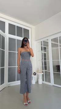 Lacivert Pötikare Crop Capri Premium Takım GAUS-01870GAUSSuitsGAUS-01870
