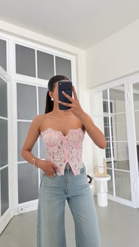 Pembe Dantelli Korse Bluz GAUS-01860GAUSBlouseGAUS-01860