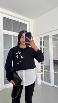 Lacivert TWST Model Gömlek Detaylı Sweatshirt GAUS-02059GAUSالسويت شيرت GAUS-02059