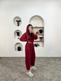 Nevia Bordo Modal Kumaş Kapüşonlu Rahat İkili TakımGausTAKIMGU008954