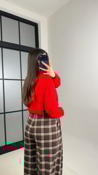 Kırmızı Şal Detaylı Triko Kazak GAUS-00862GAUSKAZAKGAUS-00862