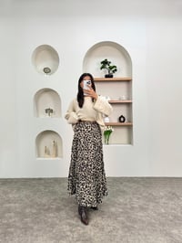 Belic Leopar Desenli Beli Lastikli Kırışık Kumaş EtekGausETEKGU00903751
