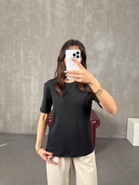 Pube Siyah Bisiklet Yaka Basic TshirtGausTSHIRTGU100174