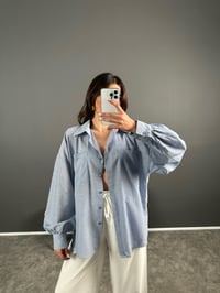RY İnci Çizgili Oversize Gömlek GausGÖMLEKGU007233