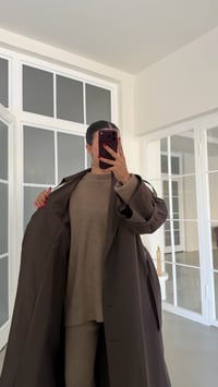 Kahve Yırtmaç Detaylı Astarlı Kuşaklı Premium Trençkot GAUS-02246GAUSTRENÇKOTGAUS-02246