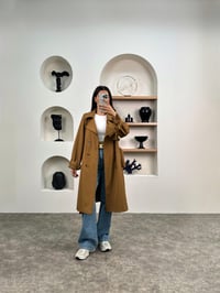 Hana Kahve Premium Kemerli Astarlı Muadil TrençkotGausKABANGU0090351