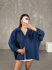 Ole Lacivert Oversize GömlekGausGÖMLEKGU100793