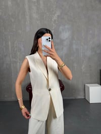 Taş Astarlı Vatkalı Yelekli Beli Lastikli Pantolon İkili Tensel Takım Gaus00233GausTAKIMGU1001538