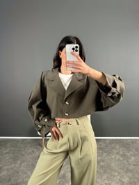 Haki Crop Yasara Kol TrençGausCEKETGU004576