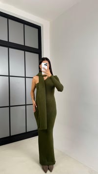 Yeşil Tek Omuz Atkılı Triko Elbise GAUS-00223GAUSELBİSEGAUS-00223