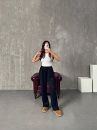 Brow Siyah Üç İplik Şardonsuz Fermuar Paçalı Eşofman AltıGausEŞOFMANGU00904251