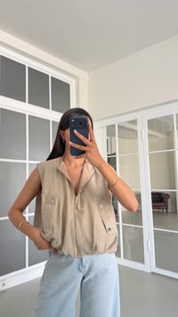 Taş Fermuarlı Astarlı Keten Yelek GAUS-01689GAUSYELEKGAUS-01689