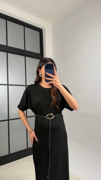 Siyah Kemerli Modal Kumaş Basic Elbise GAUS-01161GAUSELBİSEGAUS-01161