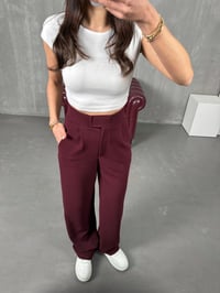 Sasa Bordo Çıtçıt Detaylı PantolonGausPANTOLONGU100210